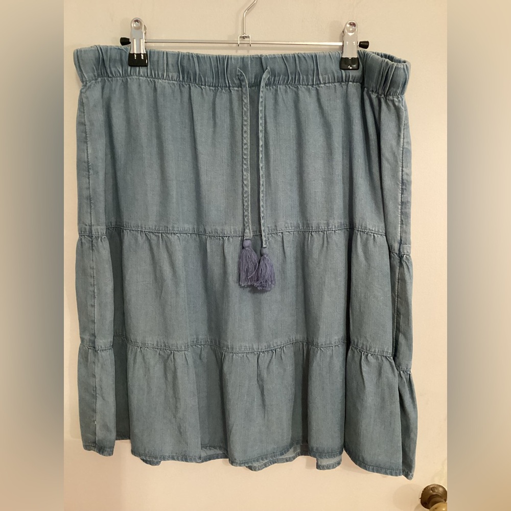 J. Jill NWOT Chambray Tiered Mini Skirt Size M